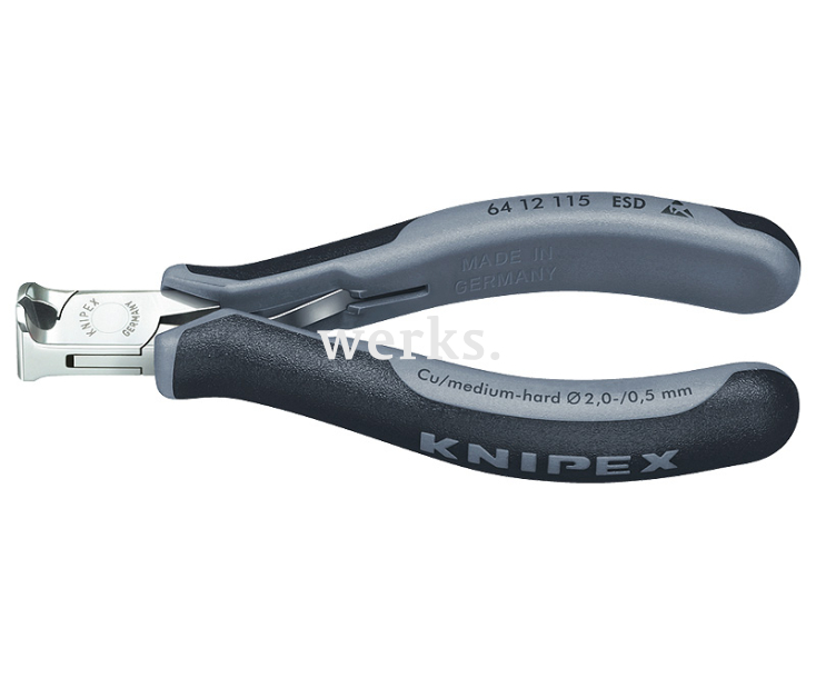 Кусачки торцевые для электроники антистатические Knipex KN-6412115ESD