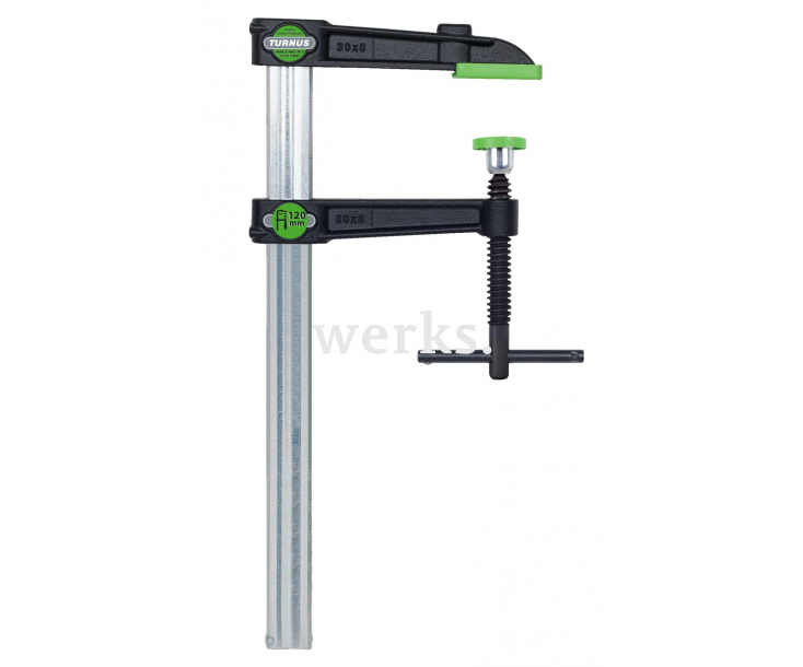 Струбцина VIRIDIS из ковкого чугуна, со стальной Т-образной рукояткой KUKKO 490K0160-080