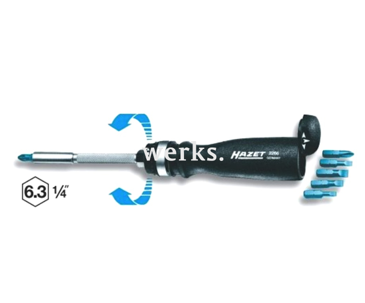 Отвертка-держатель с битами SL PH PZ Hazet 7 предметов 2266/7