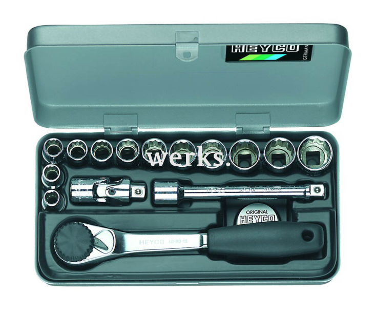 Набор торцовых головок с трещоточным ключом 43-0010-M Heyco HE-00043001083 15 предметов