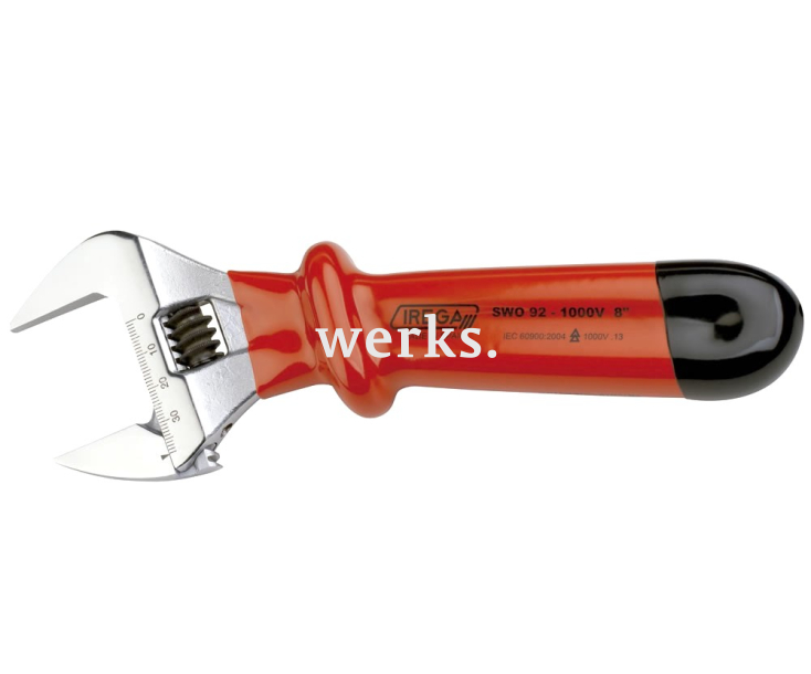 Ключ гаечный разводной хромированный диэлектрический VDE с широким раскрытием губок и со шкалой 34 мм Irega 92W-1000V/10