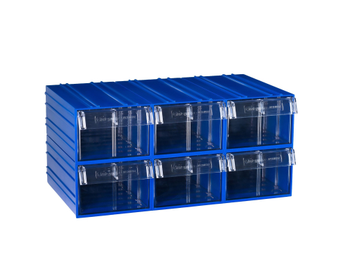 Пластиковый короб Стелла-техник C-2-К6-синий-прозрачный , 140х250х100мм, комплект 6 штук