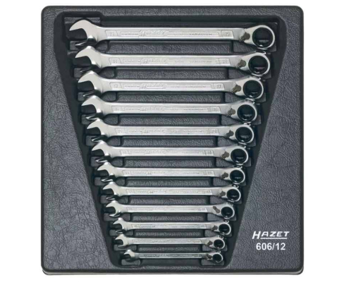 Набор комбинированных гаечных ключей с трещоткой Hazet 606/12 12 штук